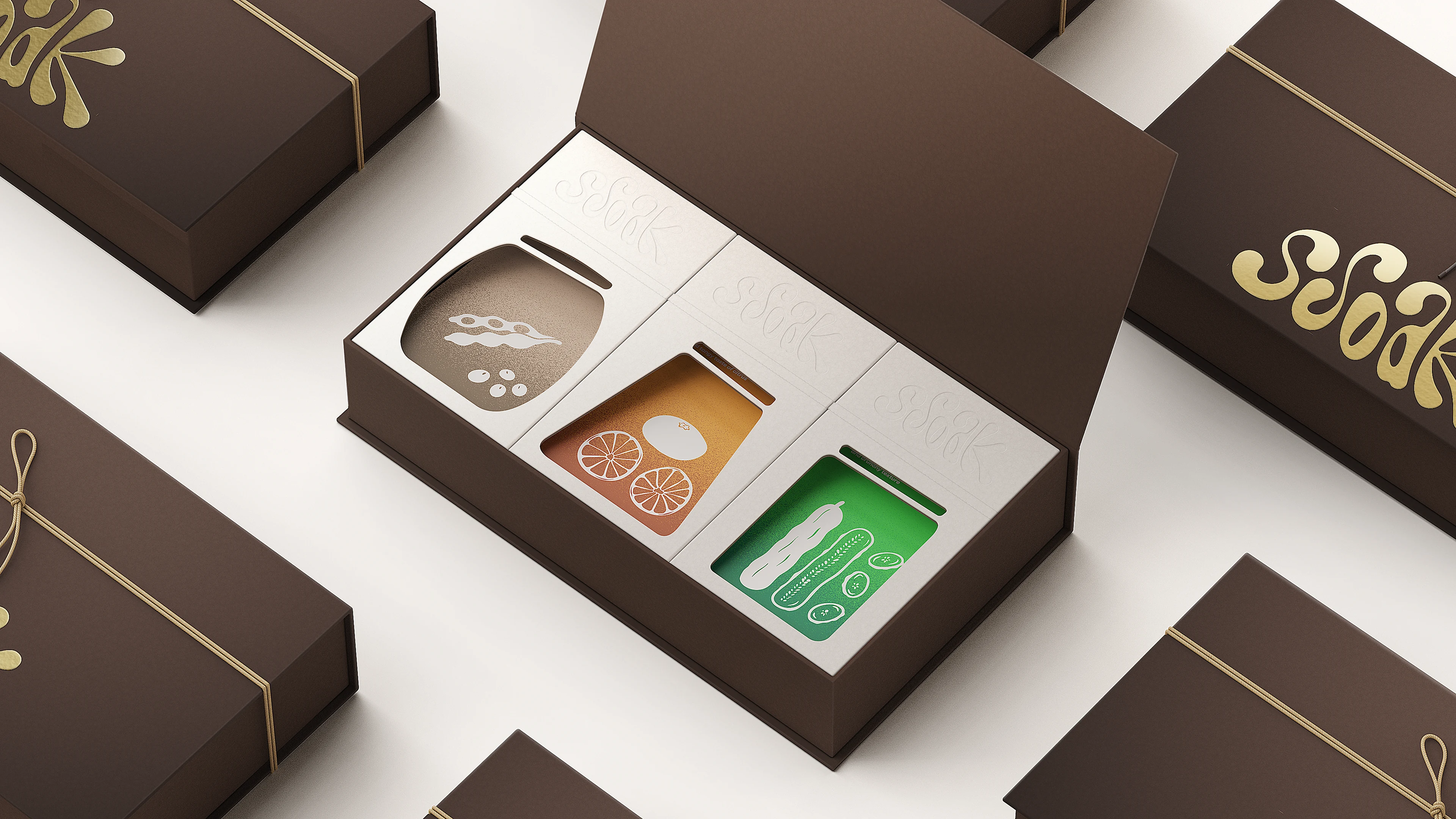 SSOAK brand packaging and visual design
